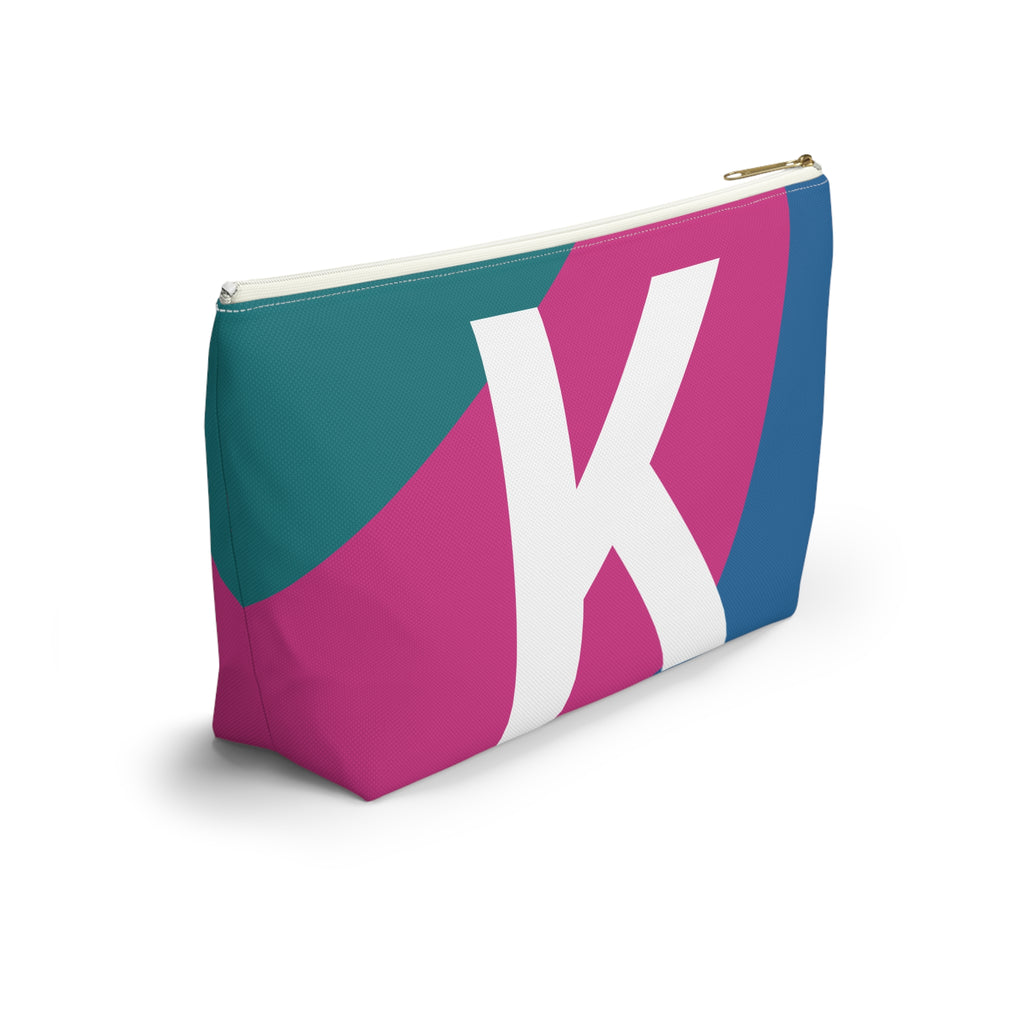 Initials Colorblock Accessory Pouch — Monogram K T-Bottom Cosmetic Bag