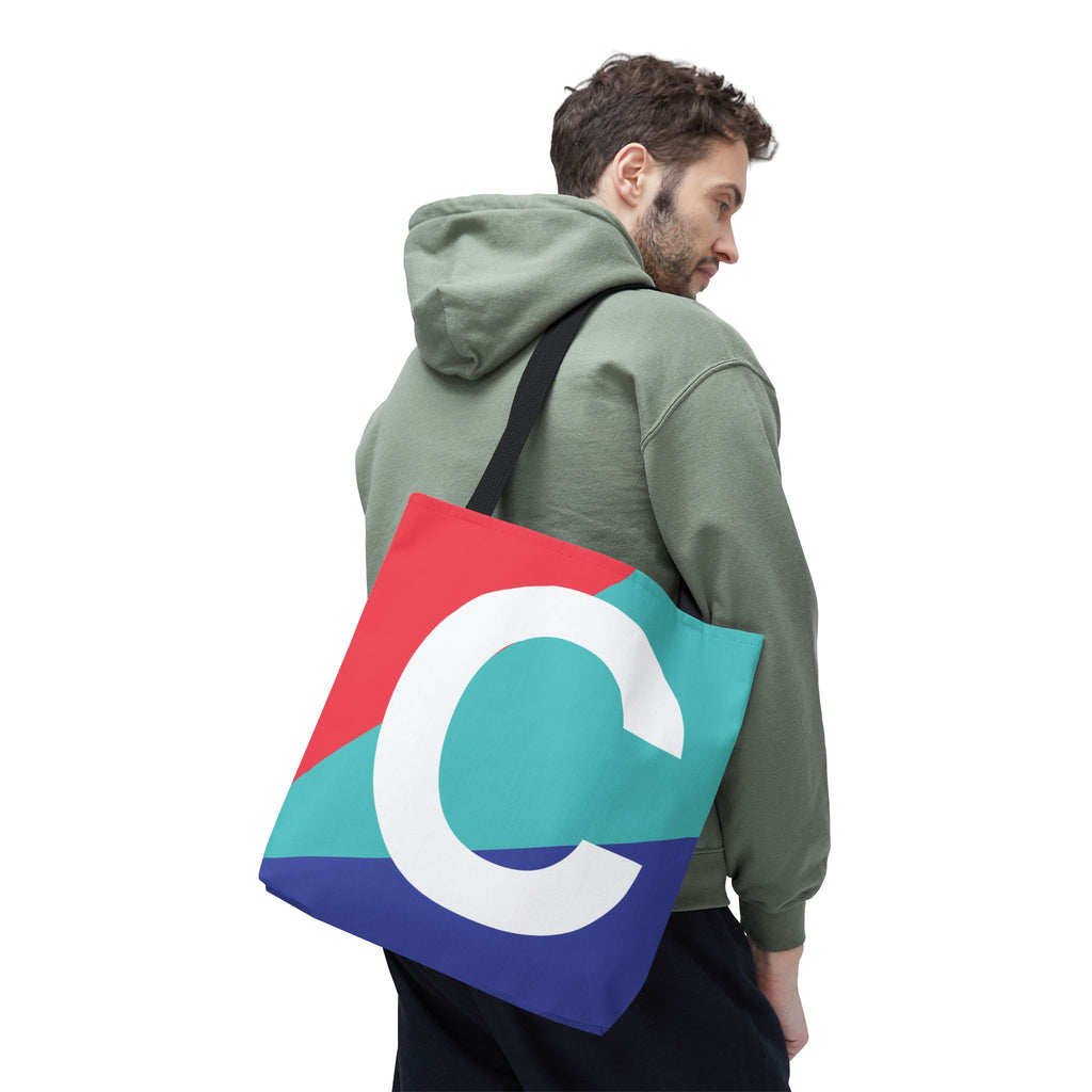 Monogram 'C' Colorblock Tote Bag — Personalized Initial C Shoulder Tote