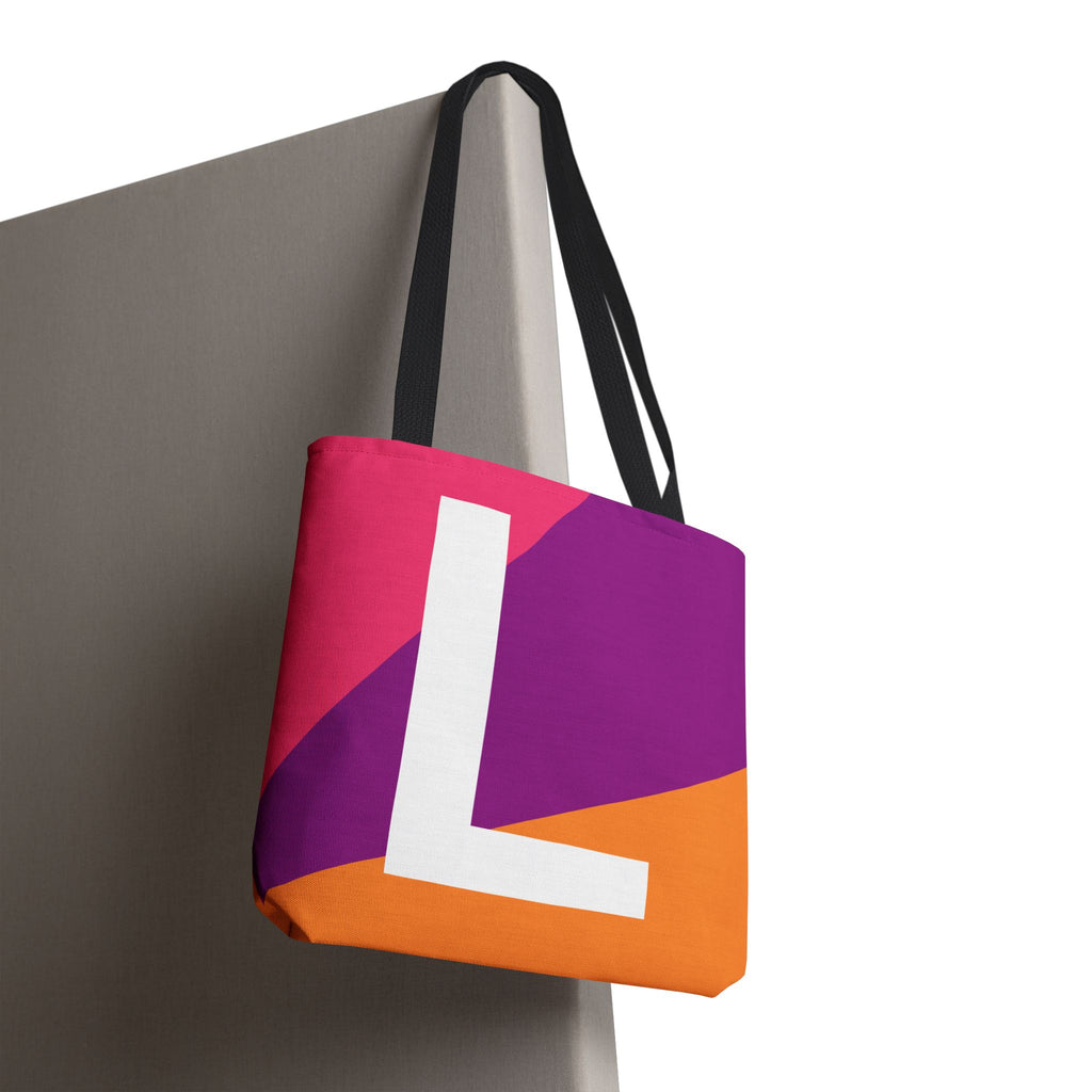 Monogram 'L' Colorblock Tote Bag — Personalized Initial L Shoulder Tote