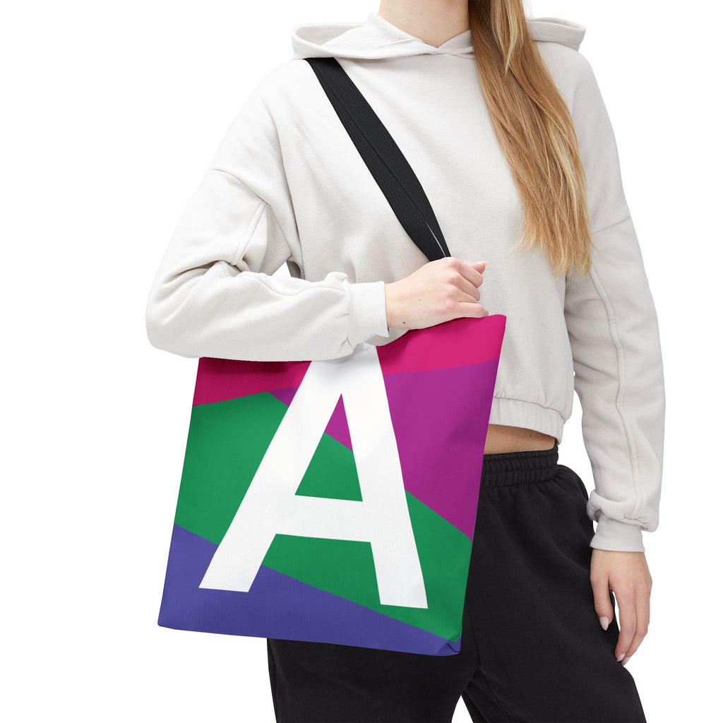 Monogram 'A' Colorblock Tote Bag — Personalized Initial A Shoulder Tote
