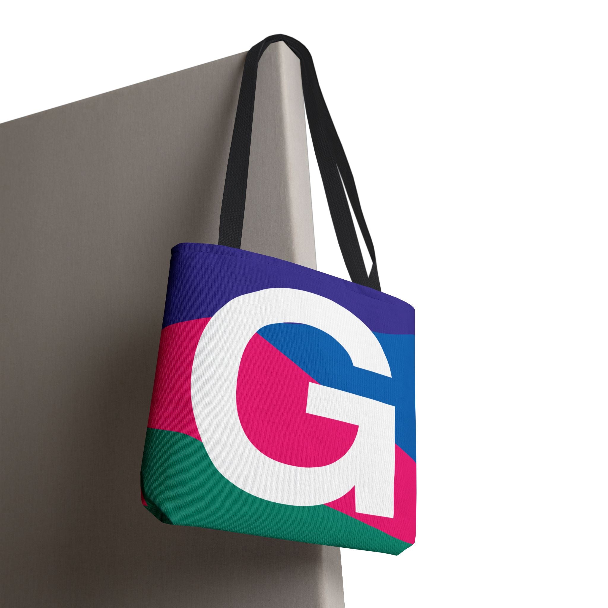 Monogram 'G' Colorblock Tote Bag — Personalized Initial G Shoulder Tote