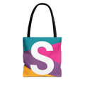 Monogram 'S' Colorblock Tote Bag — Personalized Initial S Shoulder Tote