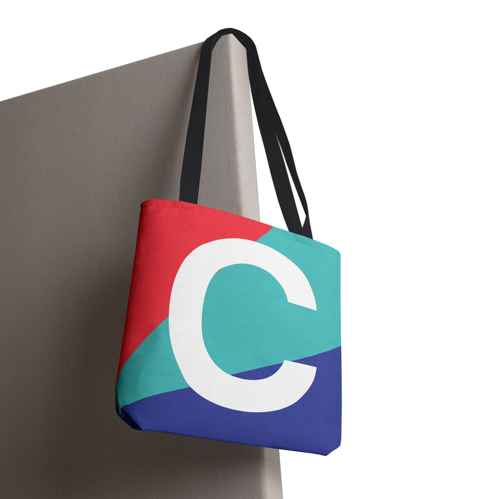 Monogram 'C' Colorblock Tote Bag — Personalized Initial C Shoulder Tote