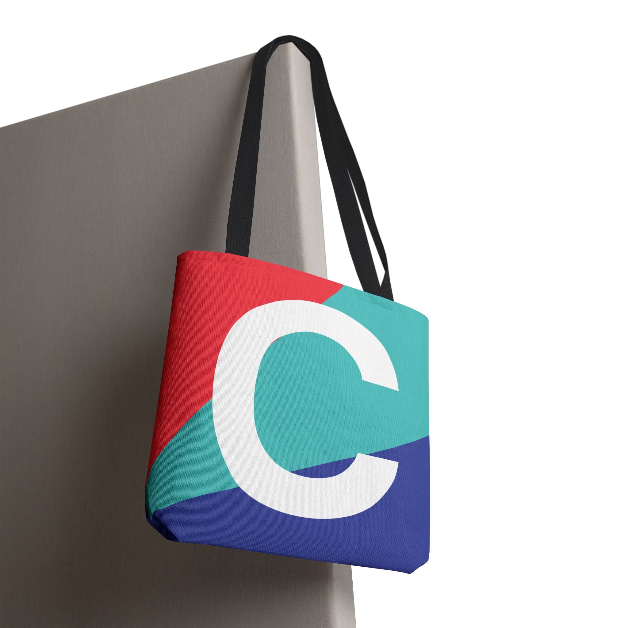 Monogram 'C' Colorblock Tote Bag — Personalized Initial C Shoulder Tote