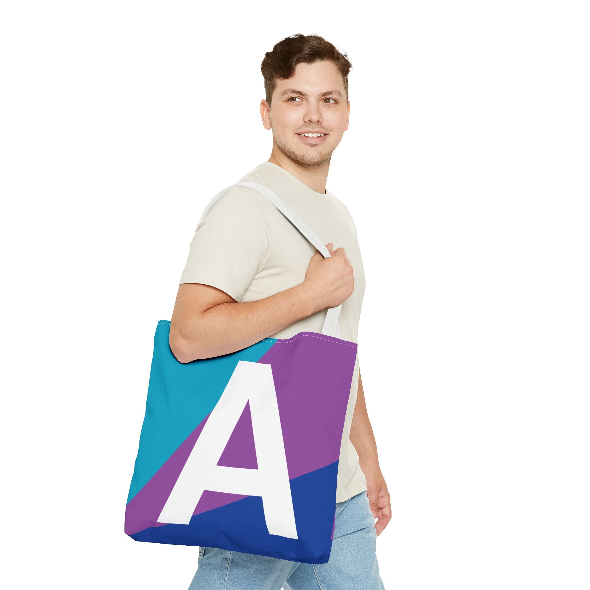 Monogram 'A' Colorblock Tote Bag — Personalized Initial A Shoulder Tote