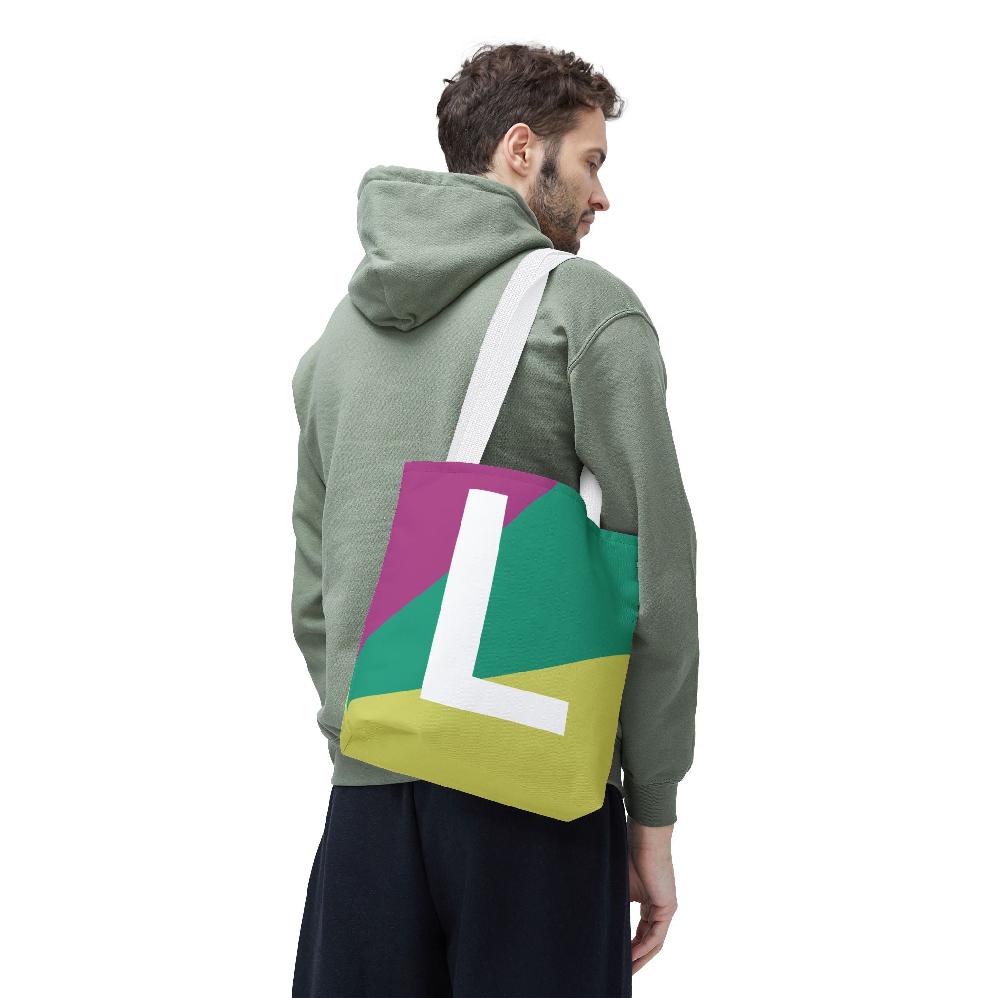 Monogram 'L' Colorblock Tote Bag — Personalized Initial L Shoulder Tote