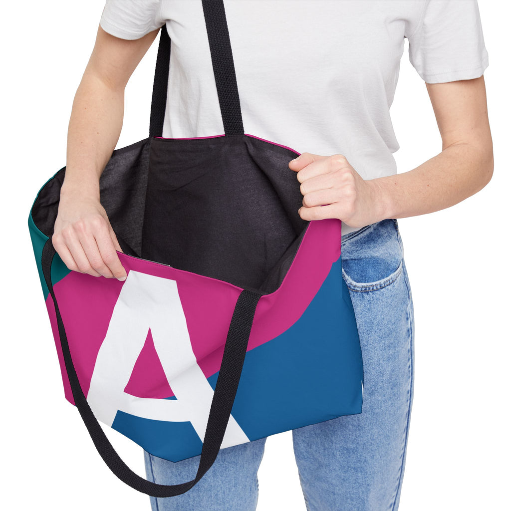 Personalized 'A' Colorblock Tote Bag — Monogram Weekender Tote