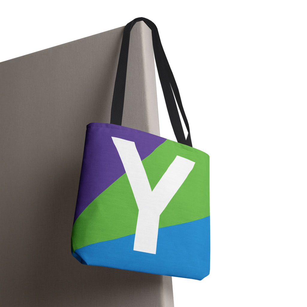 Monogram 'Y' Colorblock Tote Bag — Personalized Initial Y Shoulder Tote