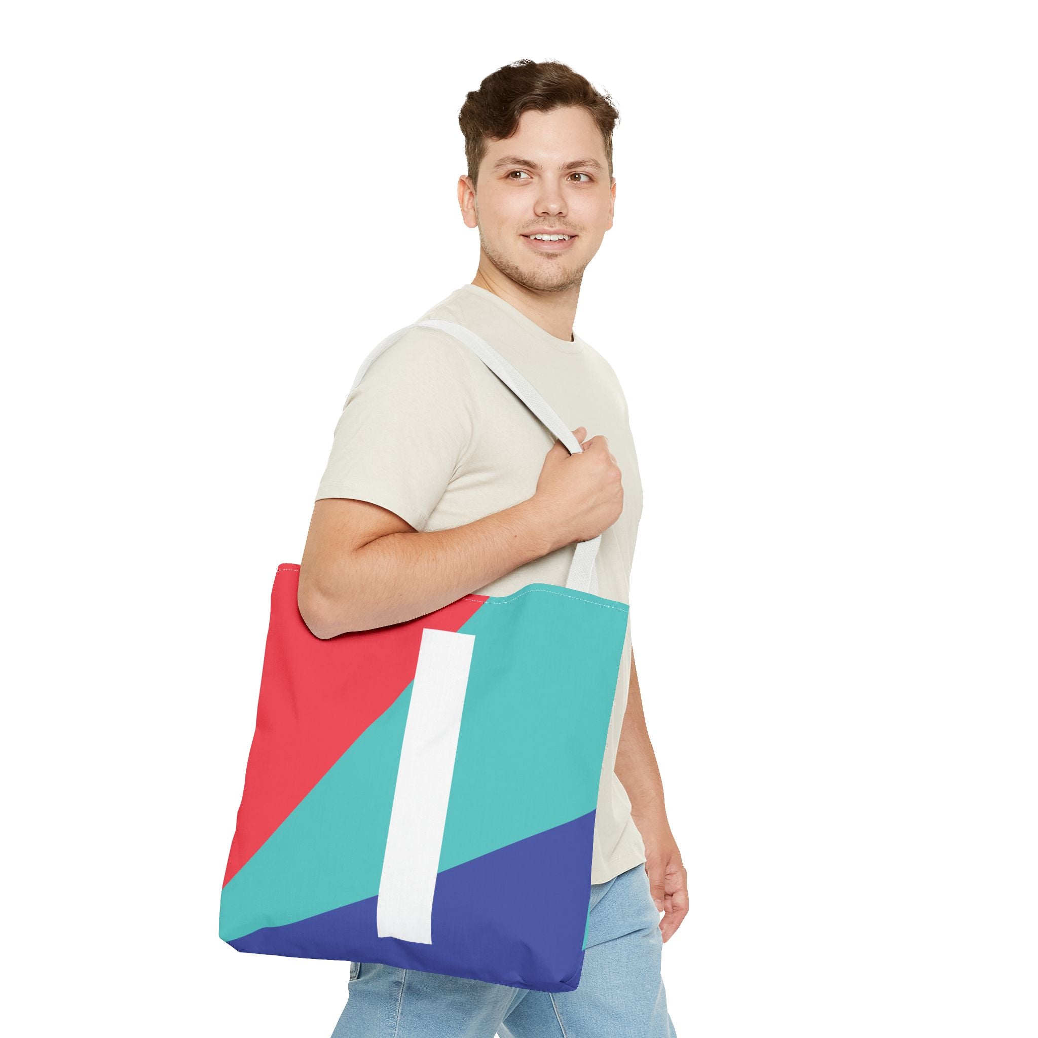 Monogram 'I' Colorblock Tote Bag — Personalized Initial I Shoulder Tote