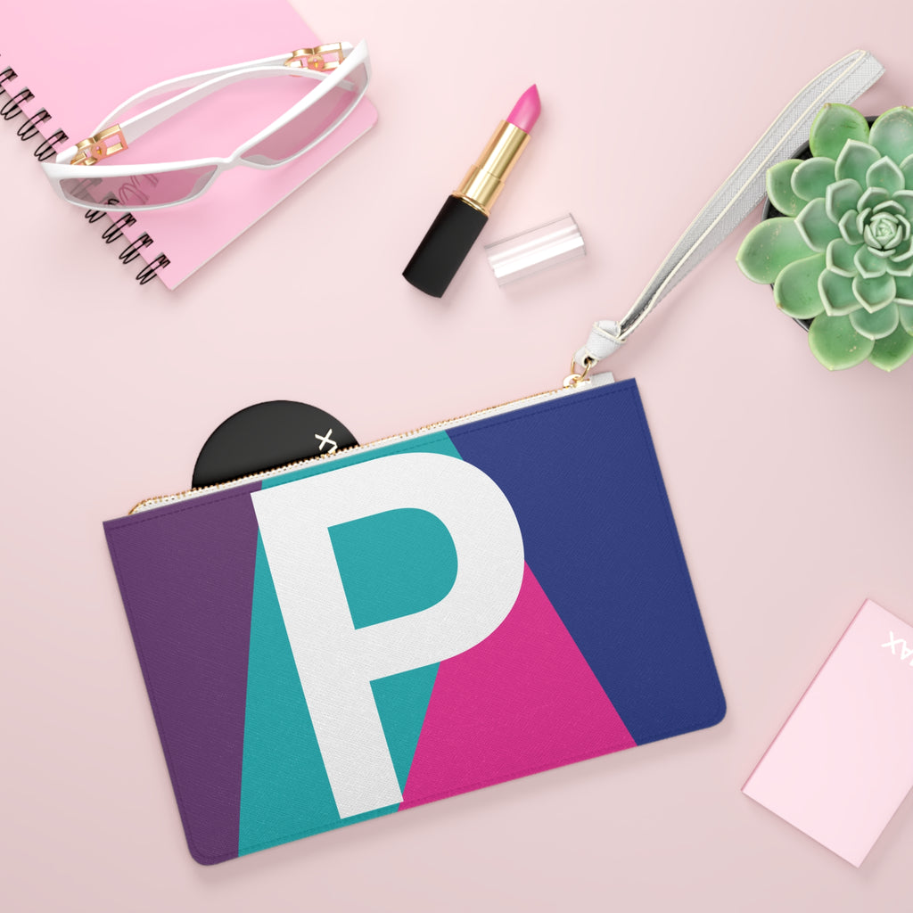 Monogram 'P' Colorblock Clutch Bag — Bold Geometric Wristlet for Everyday & Gifts