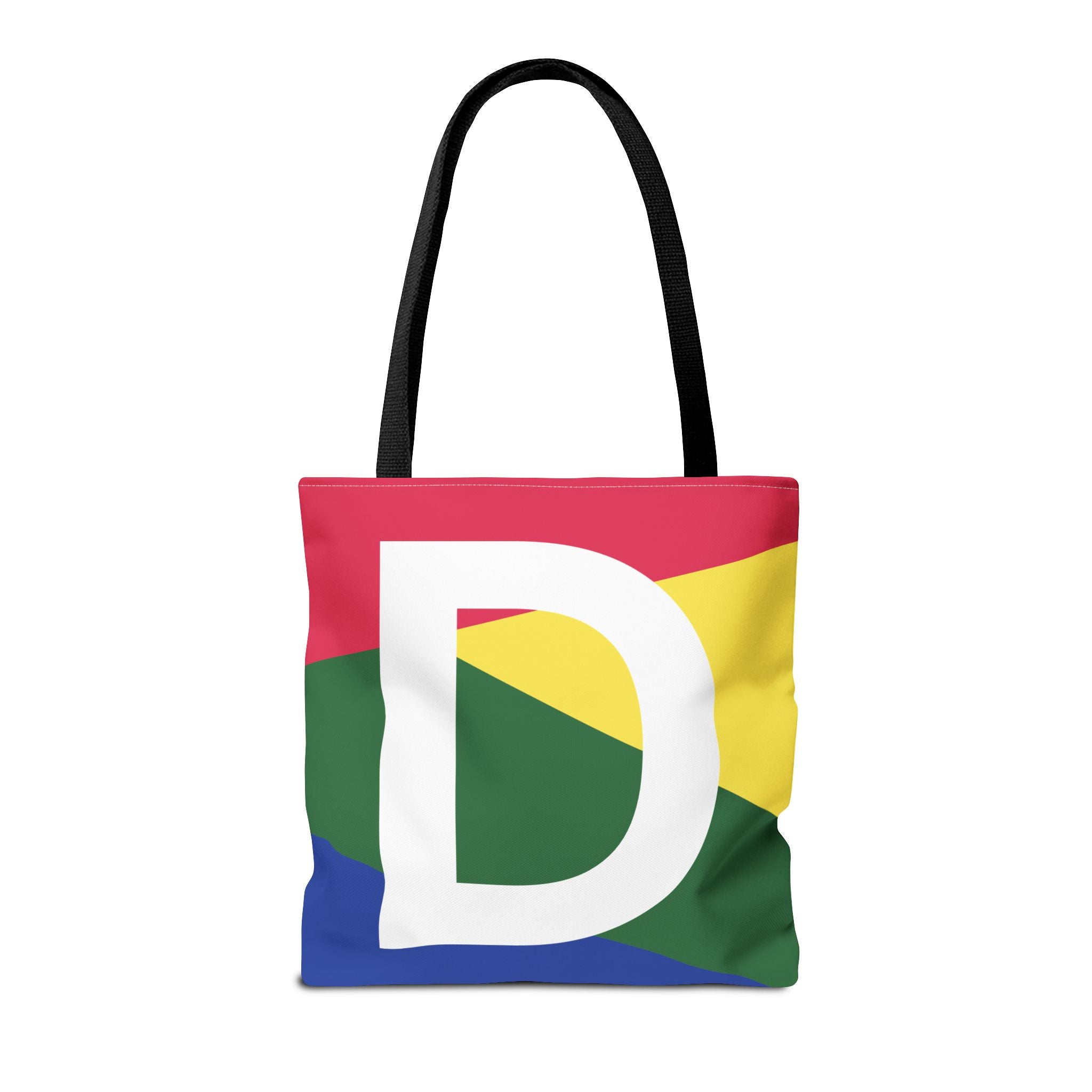 Monogram 'D' Colorblock Tote Bag — Personalized Initial D Shoulder Tote