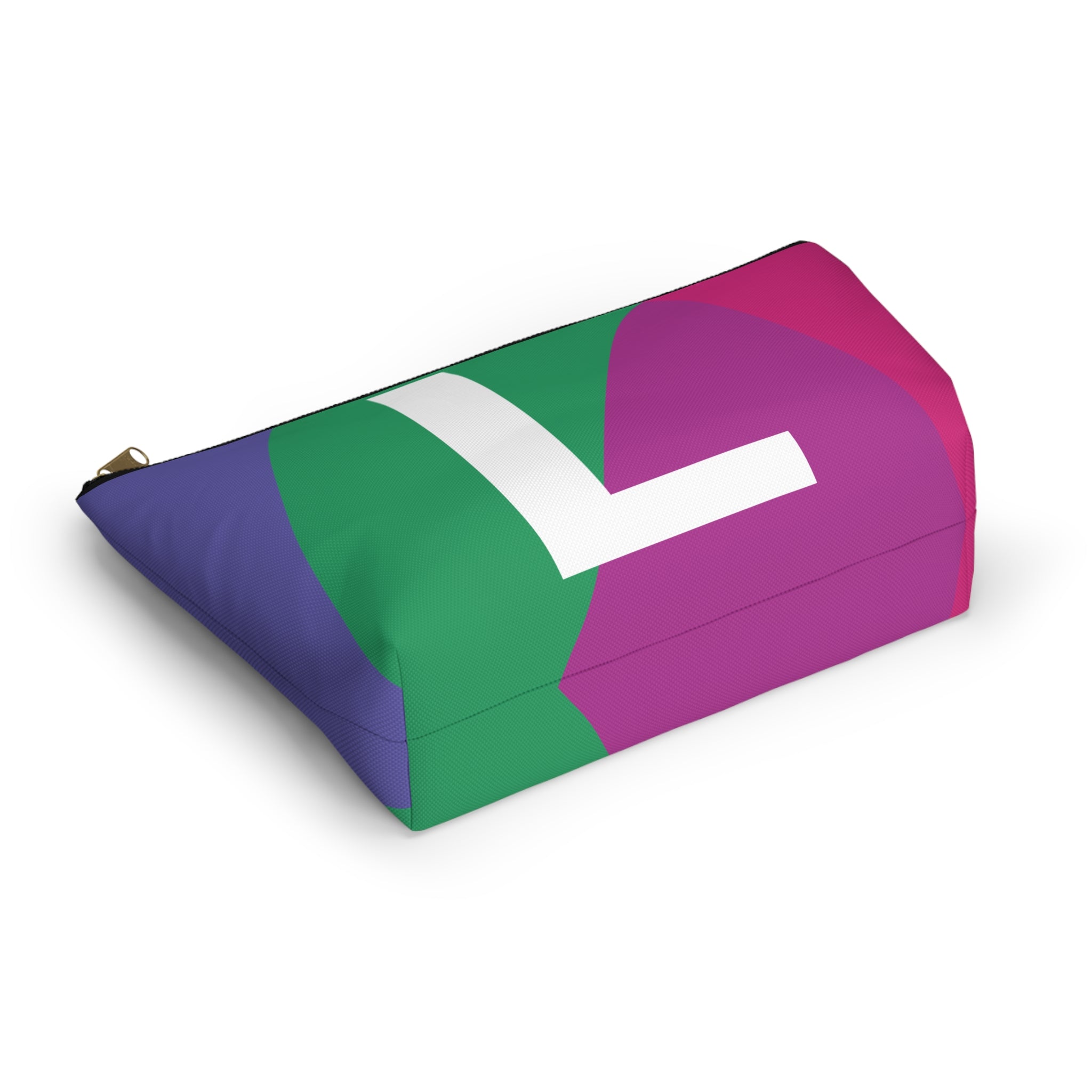 Initials Colorblock Accessory Pouch — Monogram L T-Bottom Cosmetic Bag