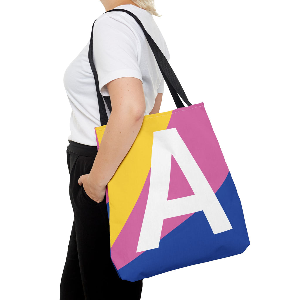 Monogram 'A' Colorblock Tote Bag — Personalized Initial A Shoulder Tote