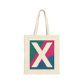 Initial X Colorblock Canvas Tote Bag — Monogram Letter X Reusable Grocery Tote