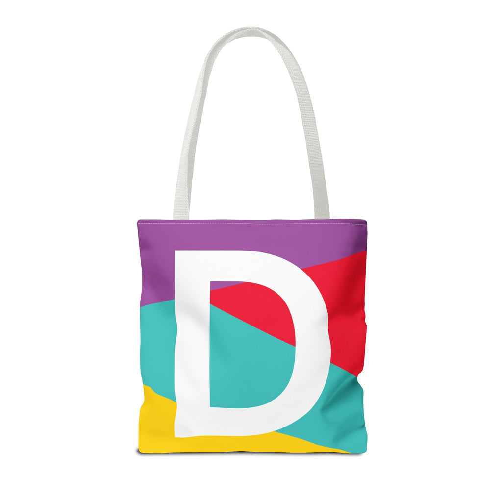 Monogram 'D' Colorblock Tote Bag — Personalized Initial D Shoulder Tote