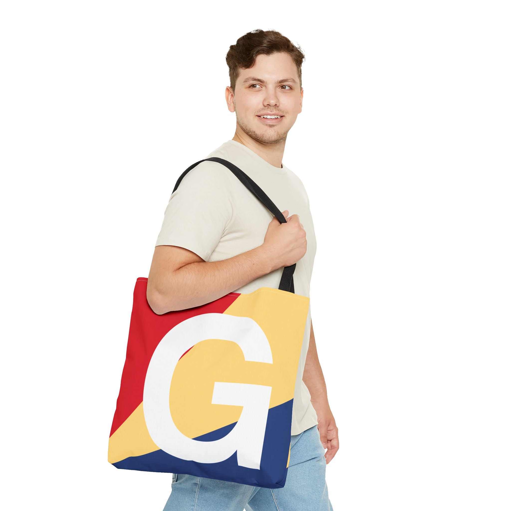 Monogram 'G' Colorblock Tote Bag — Personalized Initial G Shoulder Tote