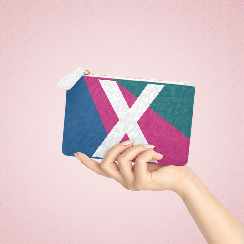 Initial X Mini Clutch — Colorblock Monogram Wristlet Wallet