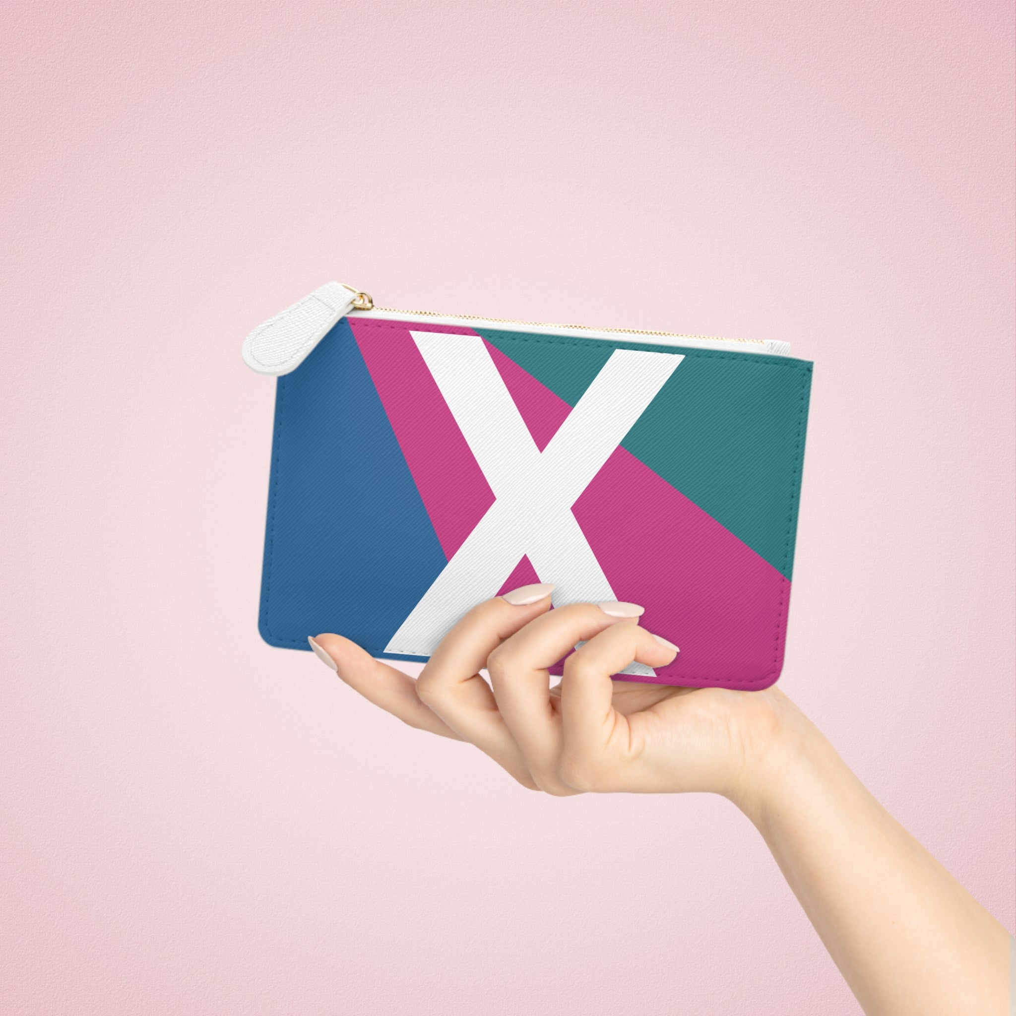 Initial X Mini Clutch — Colorblock Monogram Wristlet Wallet