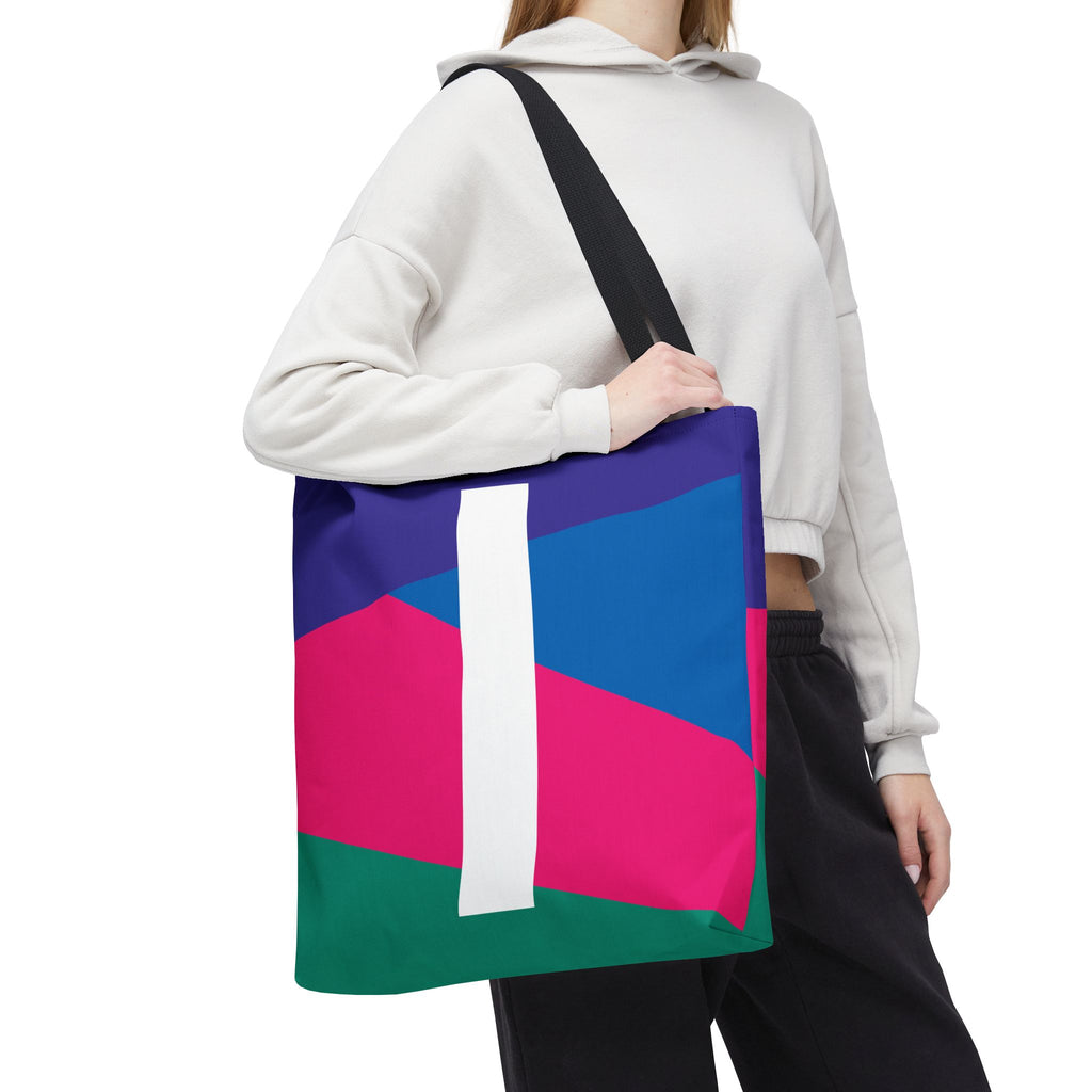 Monogram 'I' Colorblock Tote Bag — Personalized Initial I Shoulder Tote