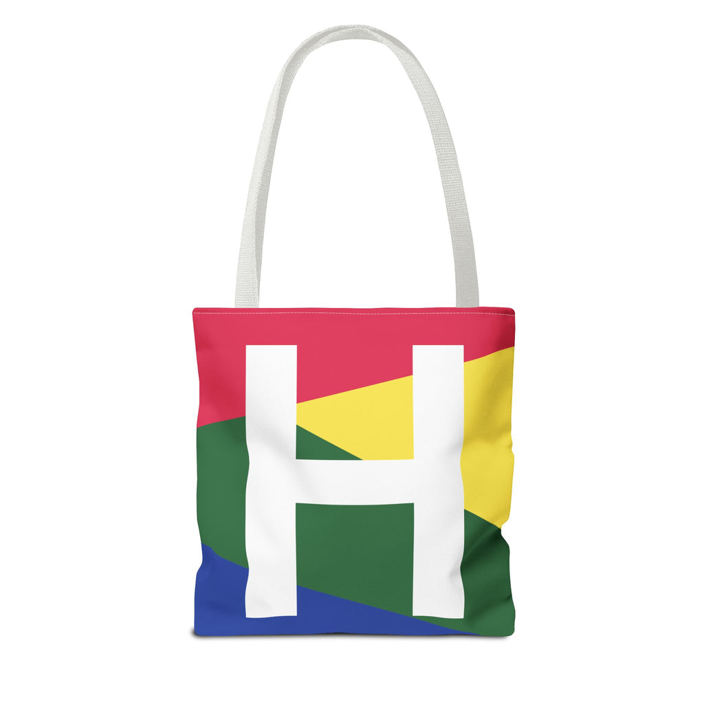 Monogram 'H' Colorblock Tote Bag — Personalized Initial H Shoulder Tote