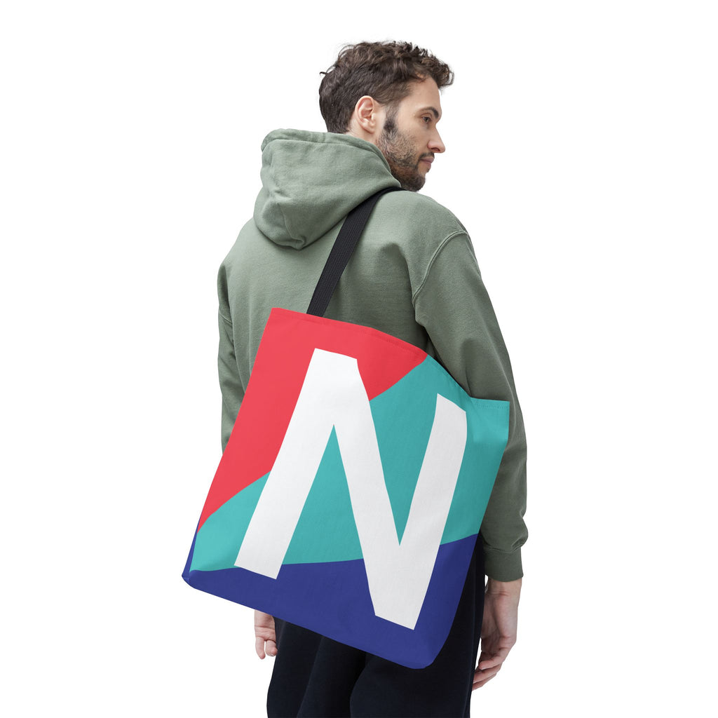 Monogram 'N' Colorblock Tote Bag — Personalized Initial N Shoulder Tote
