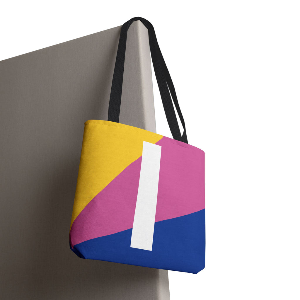 Monogram 'I' Colorblock Tote Bag — Personalized Initial I Shoulder Tote