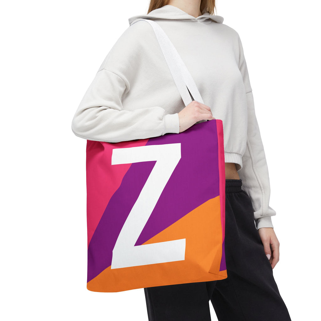 Monogram 'Z' Colorblock Tote Bag — Personalized Initial Z Shoulder Tote