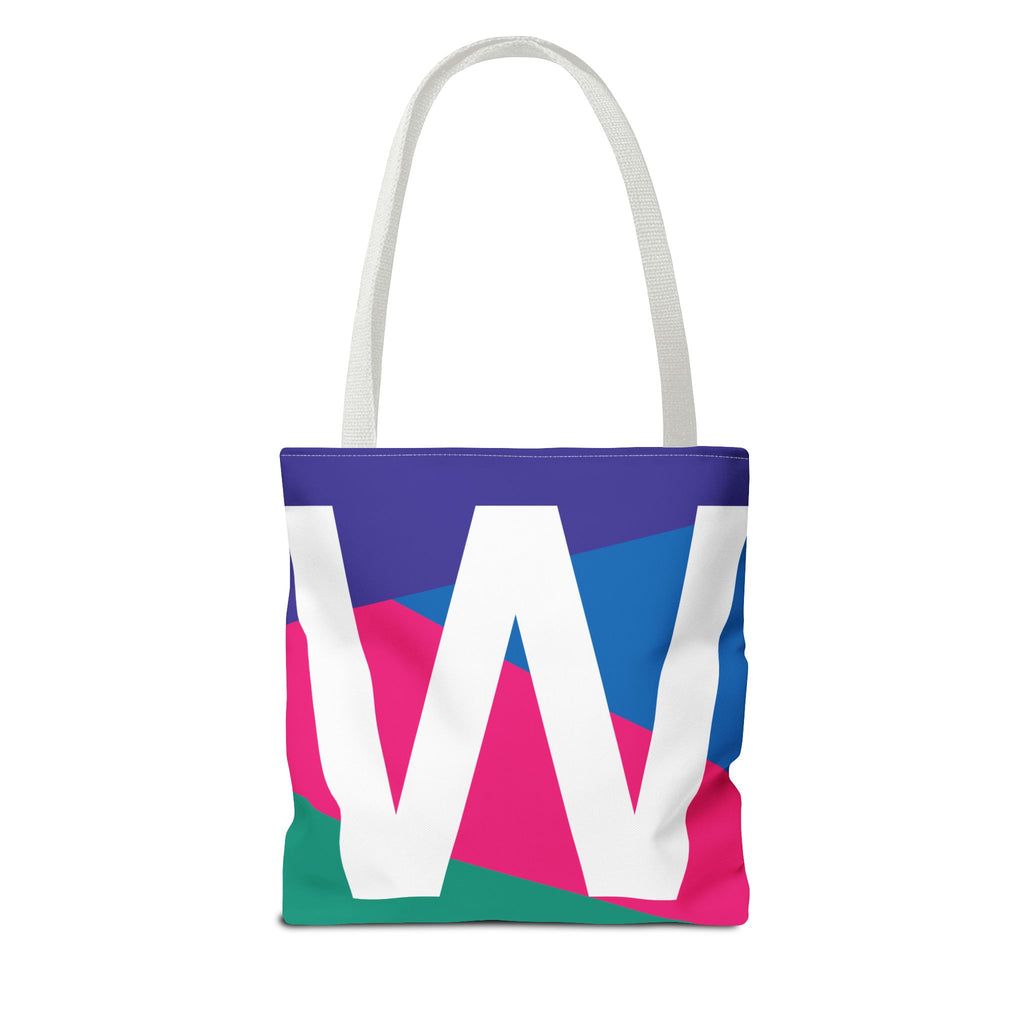 Monogram 'W' Colorblock Tote Bag — Personalized Initial W Shoulder Tote