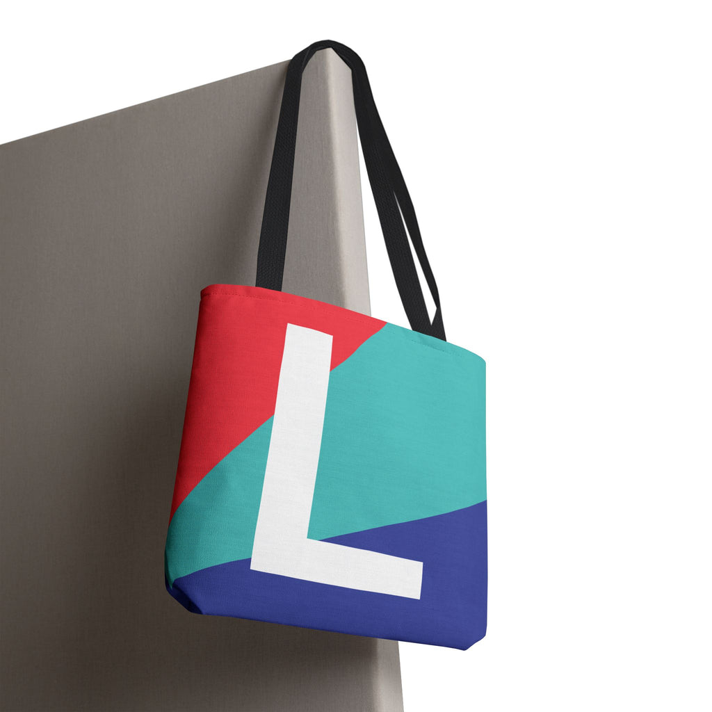 Monogram 'L' Colorblock Tote Bag — Personalized Initial L Shoulder Tote