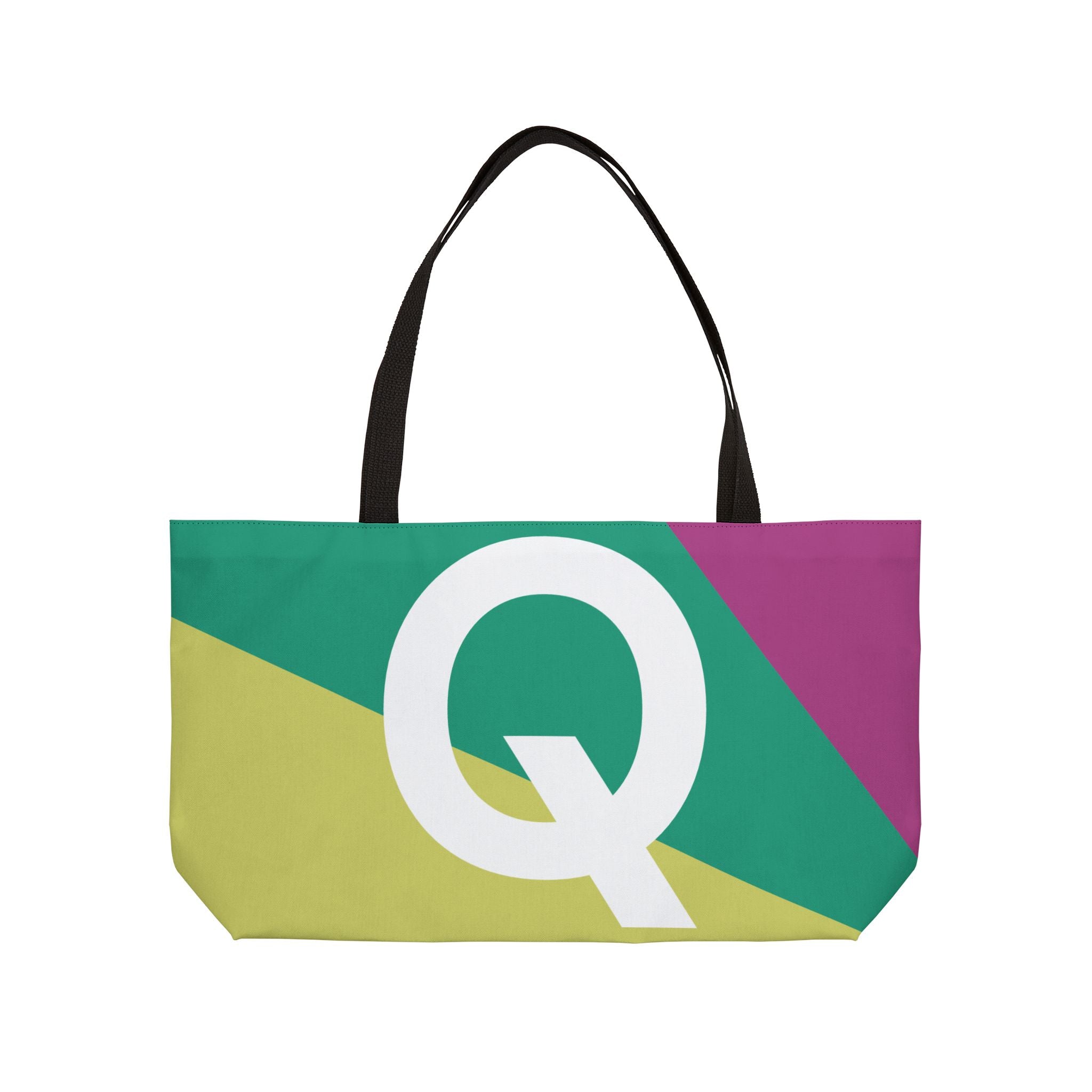 Personalized 'Q' Colorblock Tote Bag — Monogram Weekender Tote