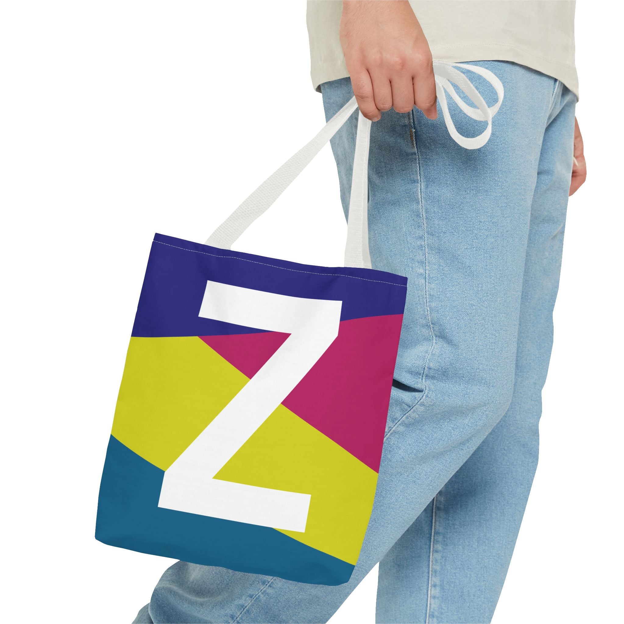Monogram 'Z' Colorblock Tote Bag — Personalized Initial Z Shoulder Tote
