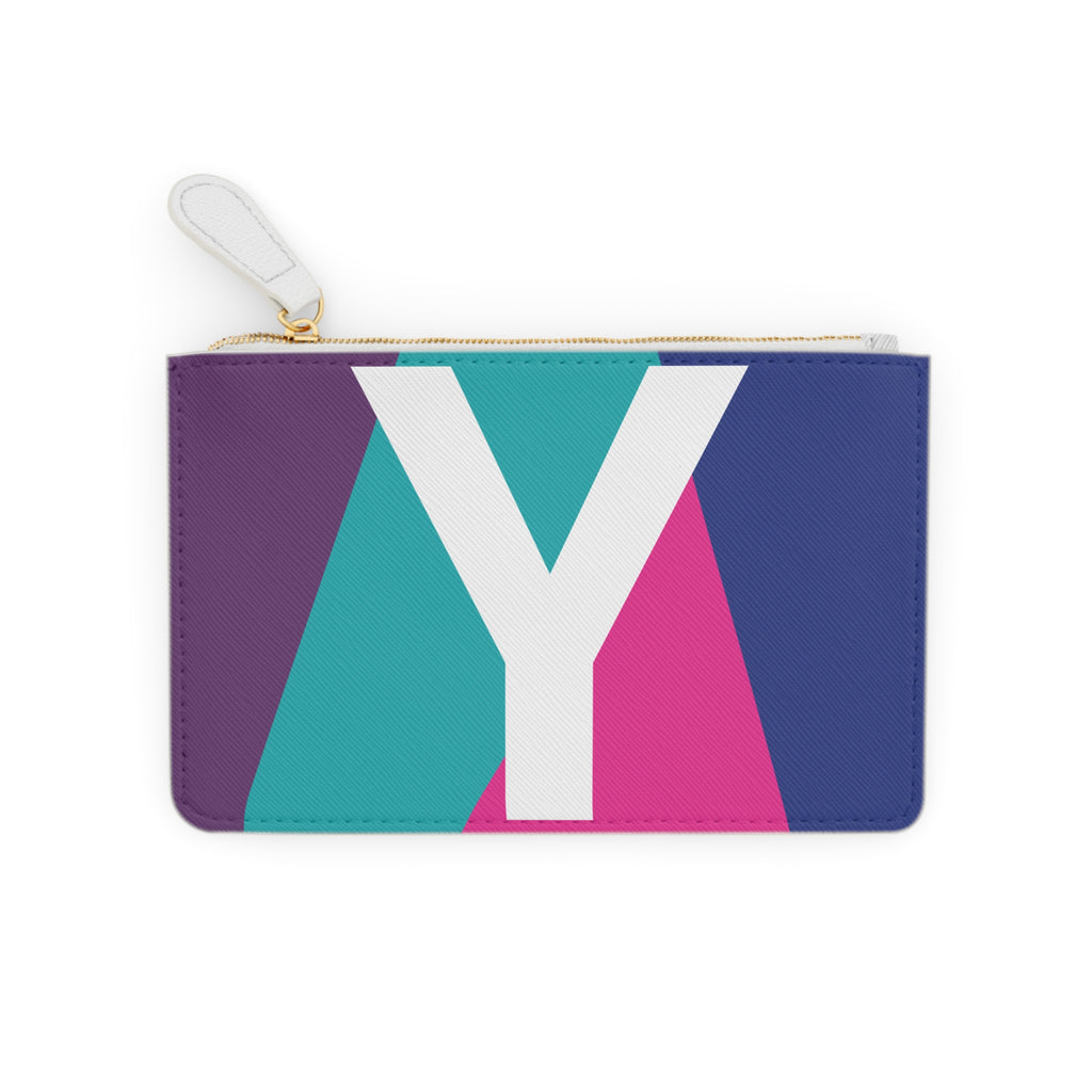 Initial Y Mini Clutch — Colorblock Monogram Wristlet Wallet