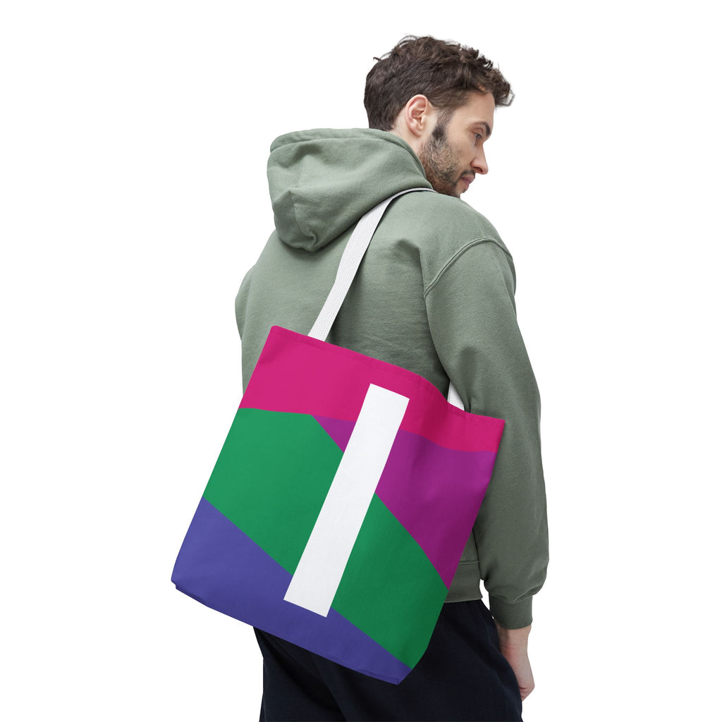Monogram 'I' Colorblock Tote Bag — Personalized Initial I Shoulder Tote