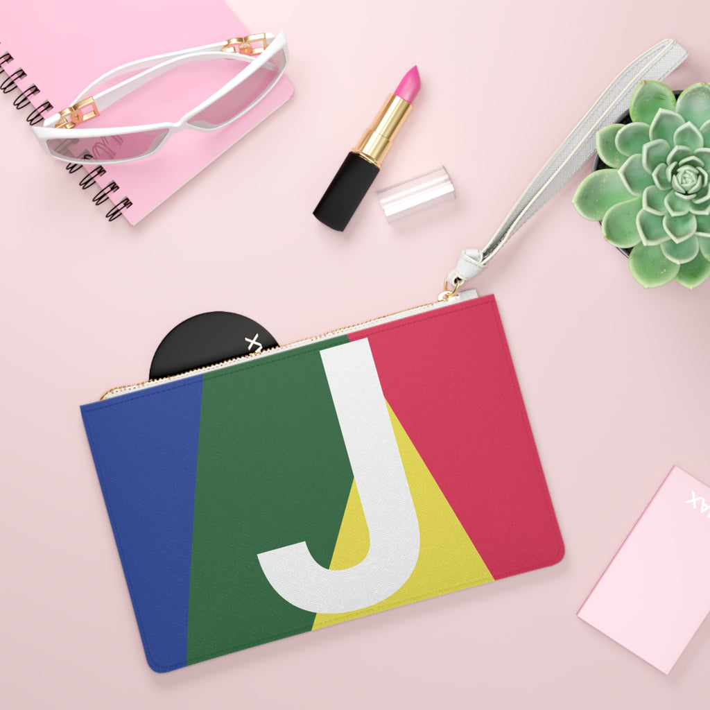 Monogram 'J' Colorblock Clutch Bag — Bold Geometric Wristlet for Everyday & Gifts