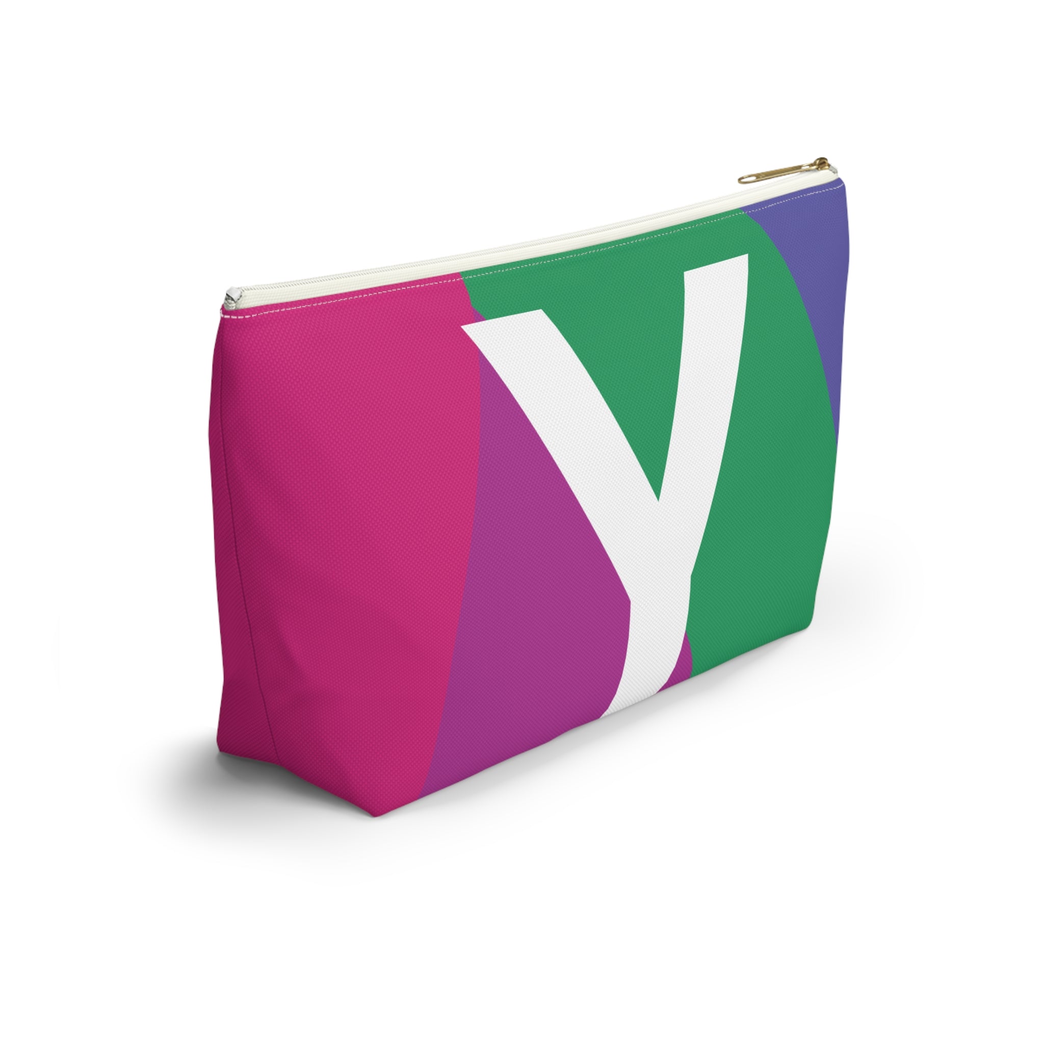 Initials Colorblock Accessory Pouch — Monogram Y T-Bottom Cosmetic Bag