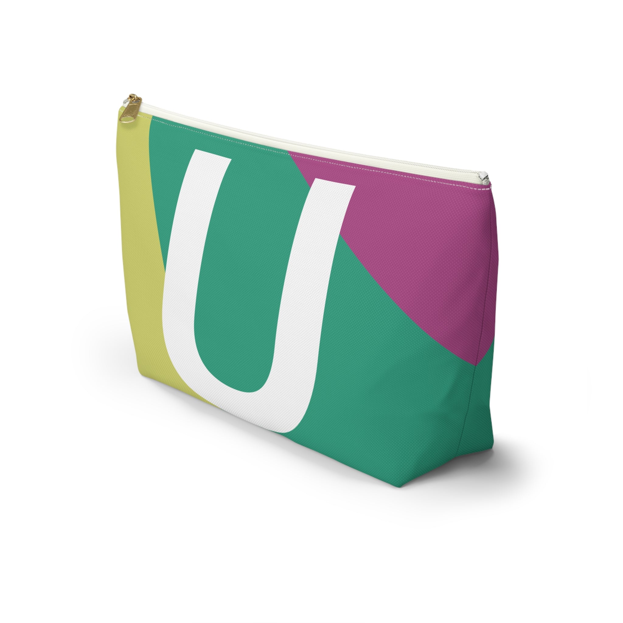 Initials Colorblock Accessory Pouch — Monogram U T-Bottom Cosmetic Bag