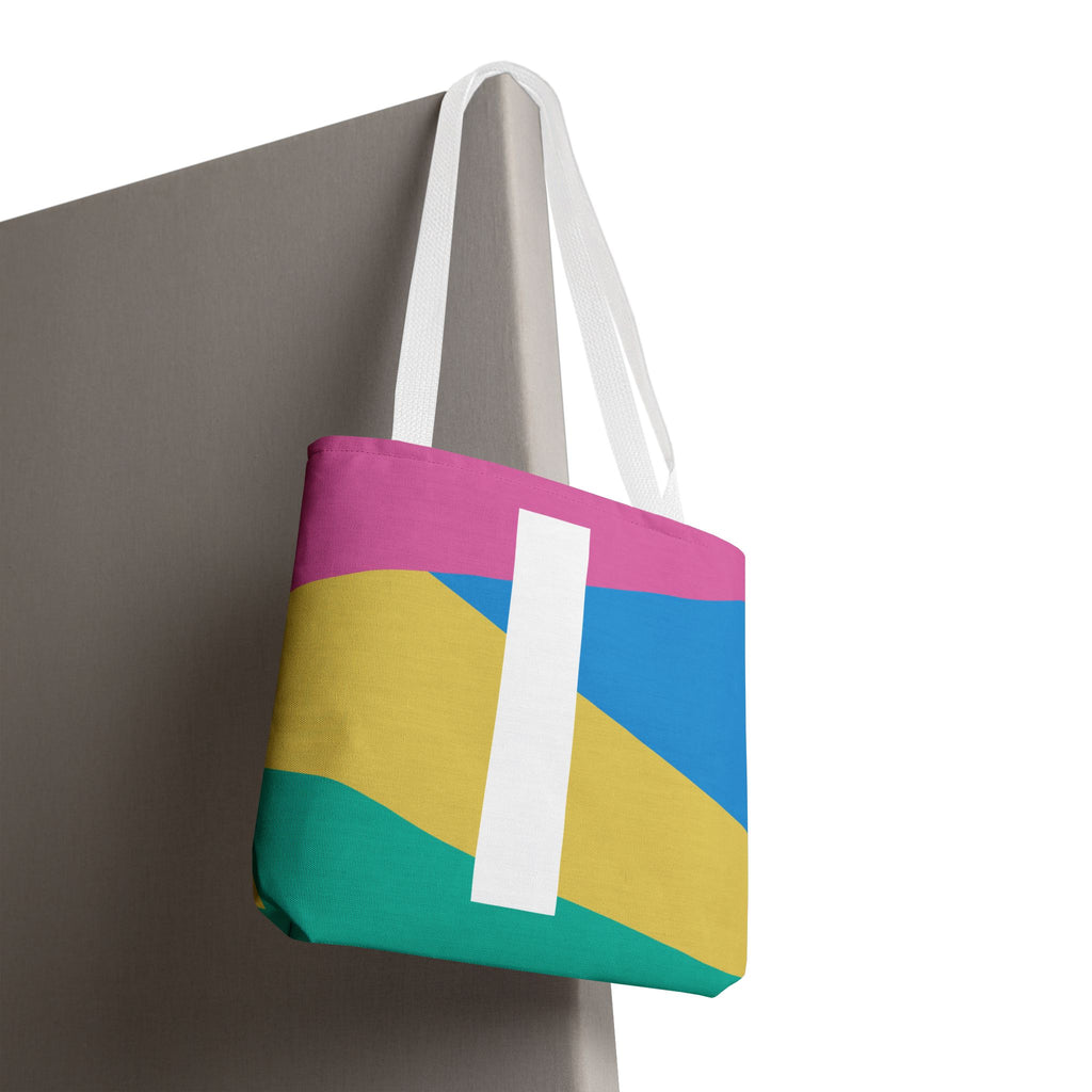 Monogram 'I' Colorblock Tote Bag — Personalized Initial I Shoulder Tote