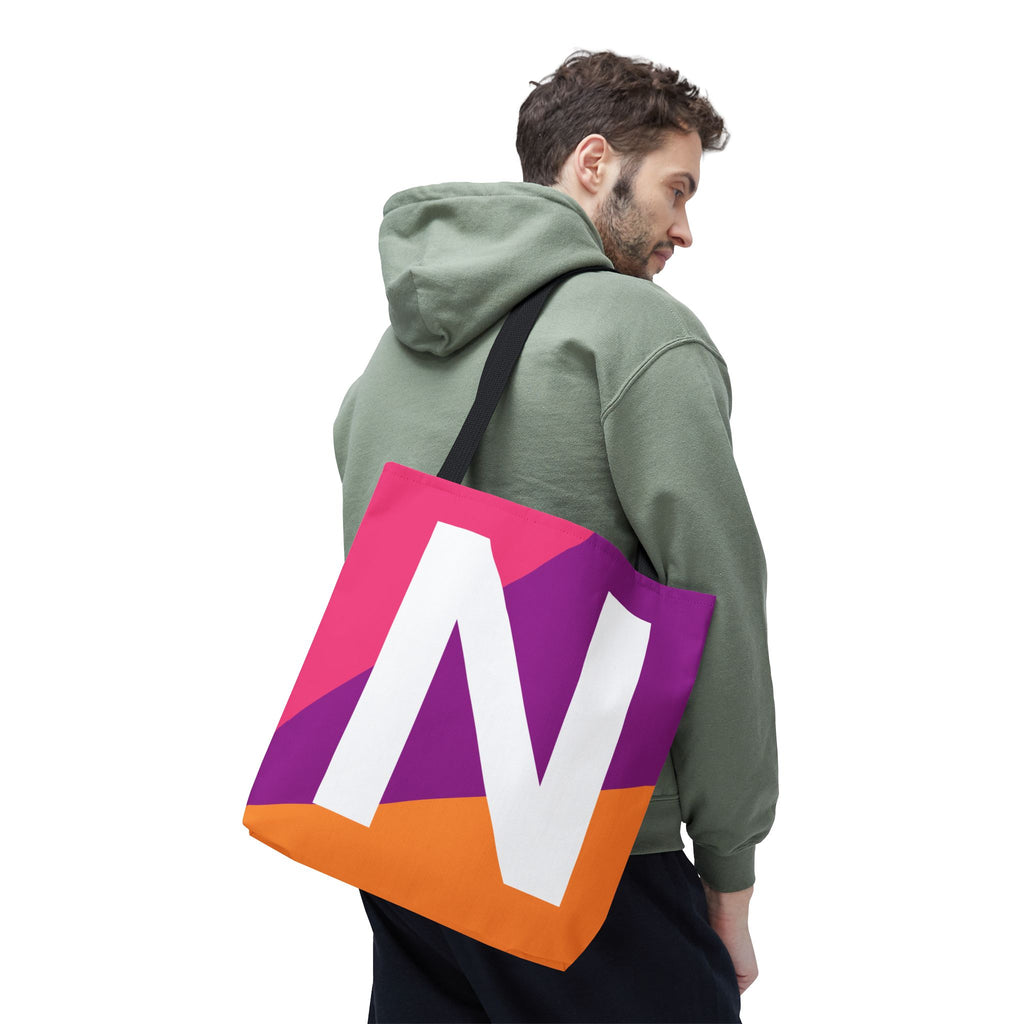 Monogram 'N' Colorblock Tote Bag — Personalized Initial N Shoulder Tote