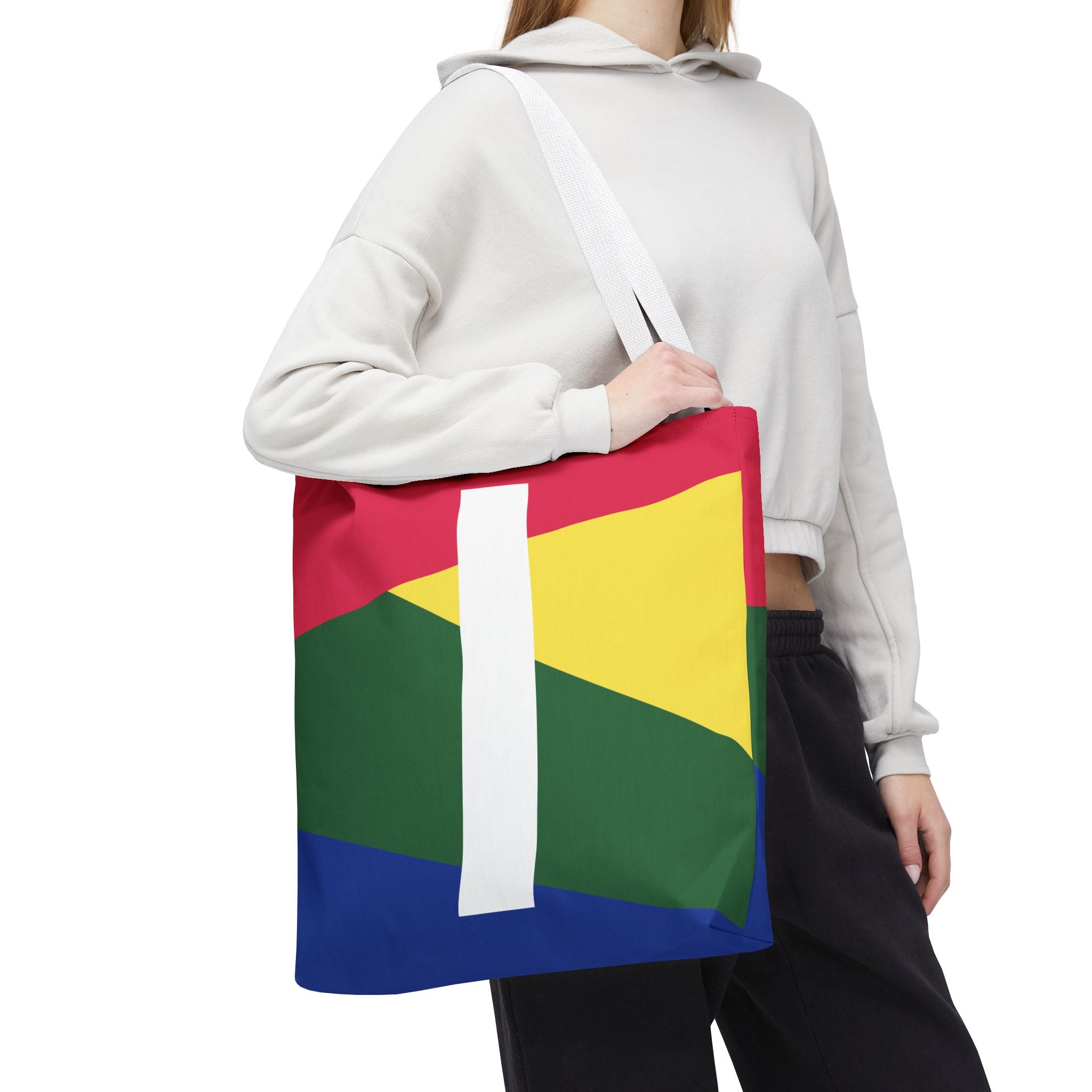 Monogram 'I' Colorblock Tote Bag — Personalized Initial I Shoulder Tote