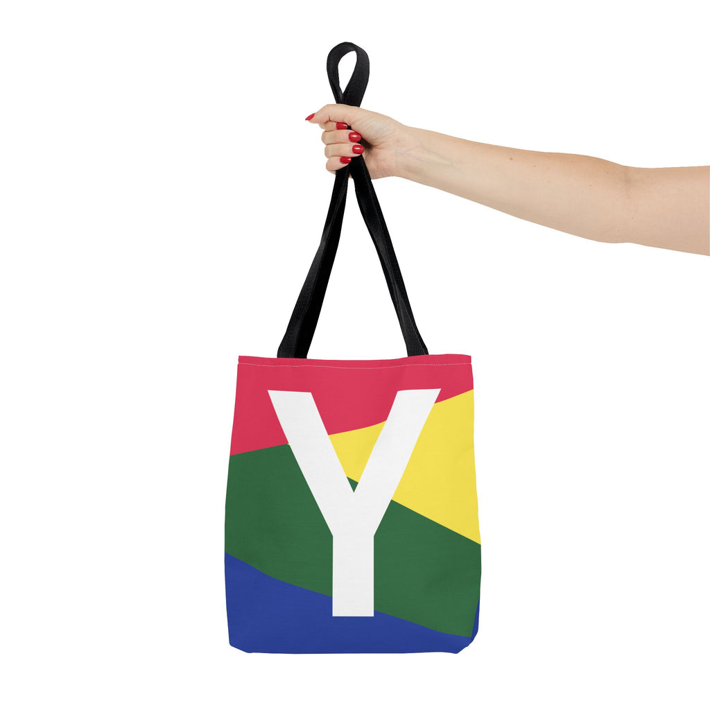 Monogram 'Y' Colorblock Tote Bag — Personalized Initial Y Shoulder Tote