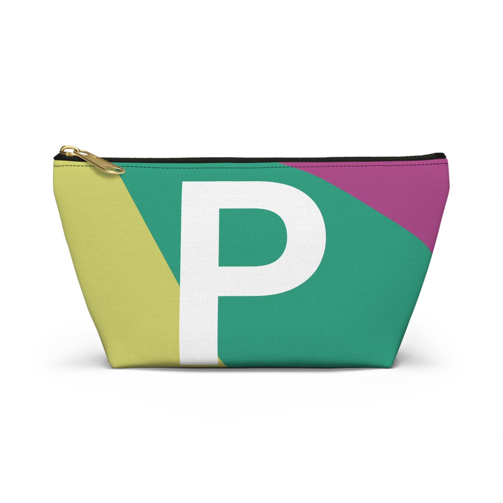Initials Colorblock Accessory Pouch — Monogram P T-Bottom Cosmetic Bag