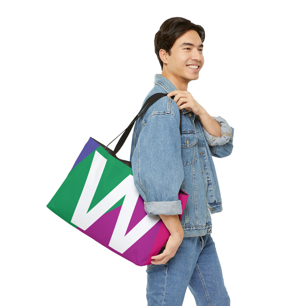 Personalized 'W' Colorblock Tote Bag — Monogram Weekender Tote