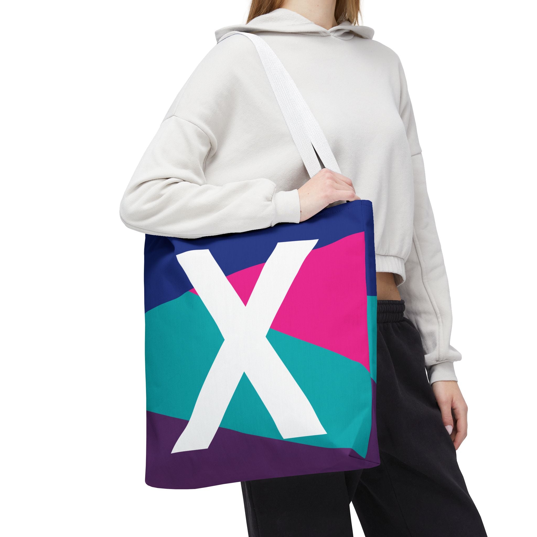 Monogram 'X' Colorblock Tote Bag — Personalized Initial X Shoulder Tote