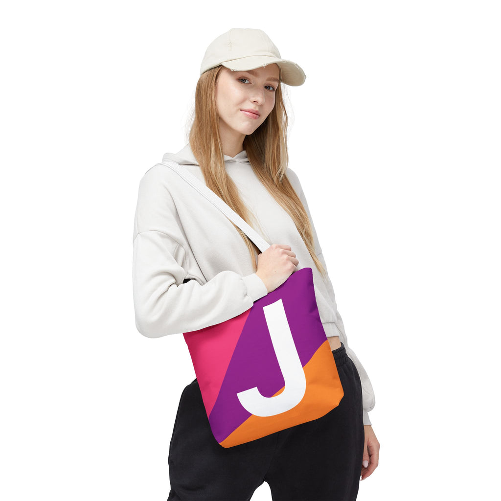 Monogram 'J' Colorblock Tote Bag — Personalized Initial J Shoulder Tote