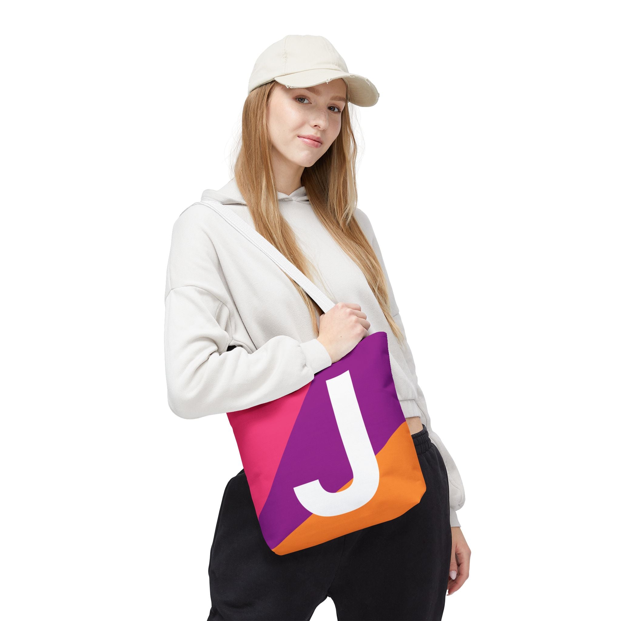 Monogram 'J' Colorblock Tote Bag — Personalized Initial J Shoulder Tote