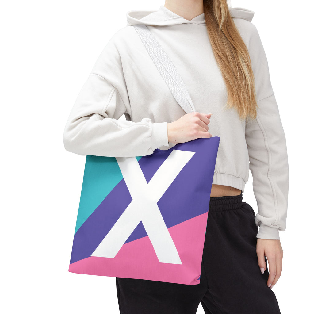 Monogram 'X' Colorblock Tote Bag — Personalized Initial X Shoulder Tote