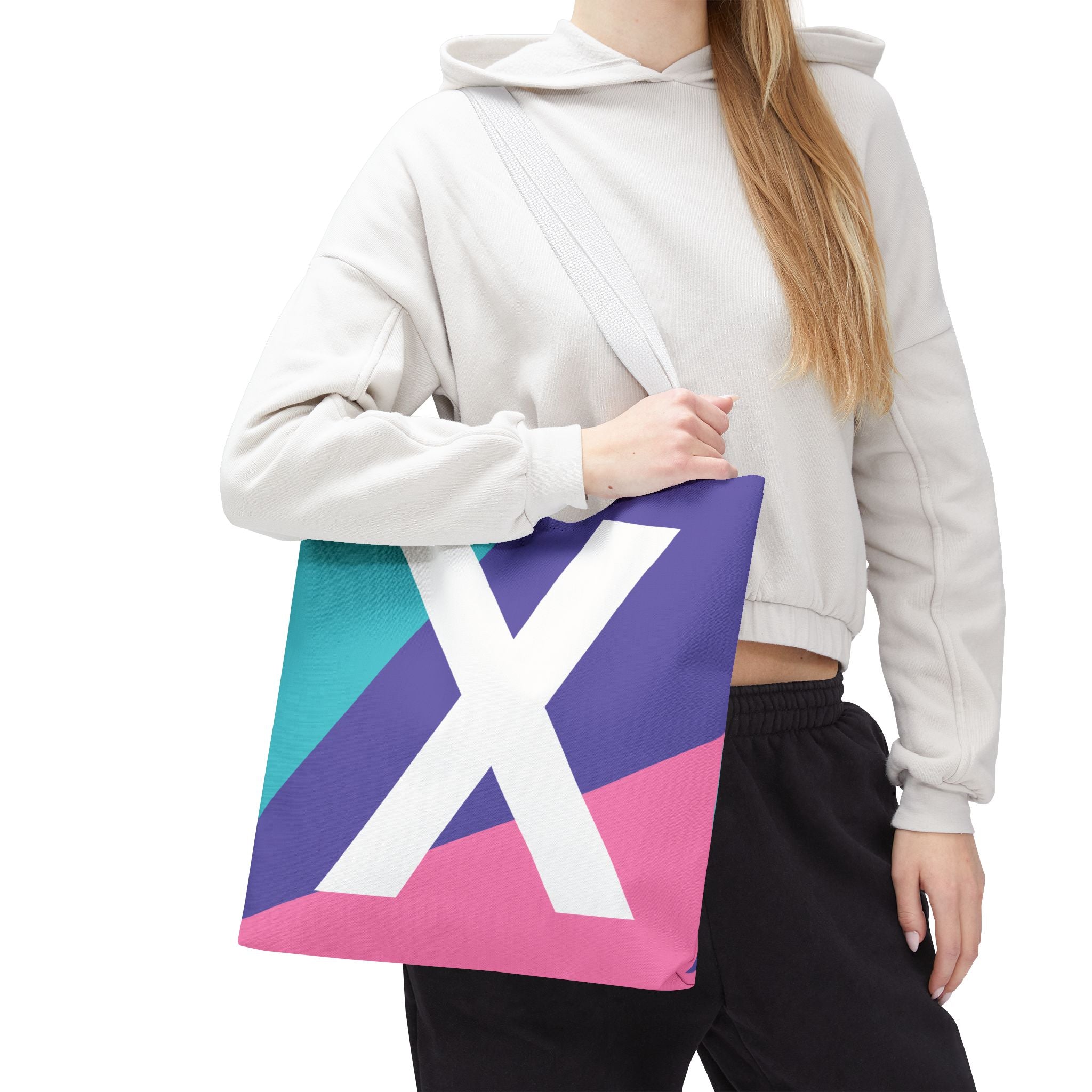 Monogram 'X' Colorblock Tote Bag — Personalized Initial X Shoulder Tote
