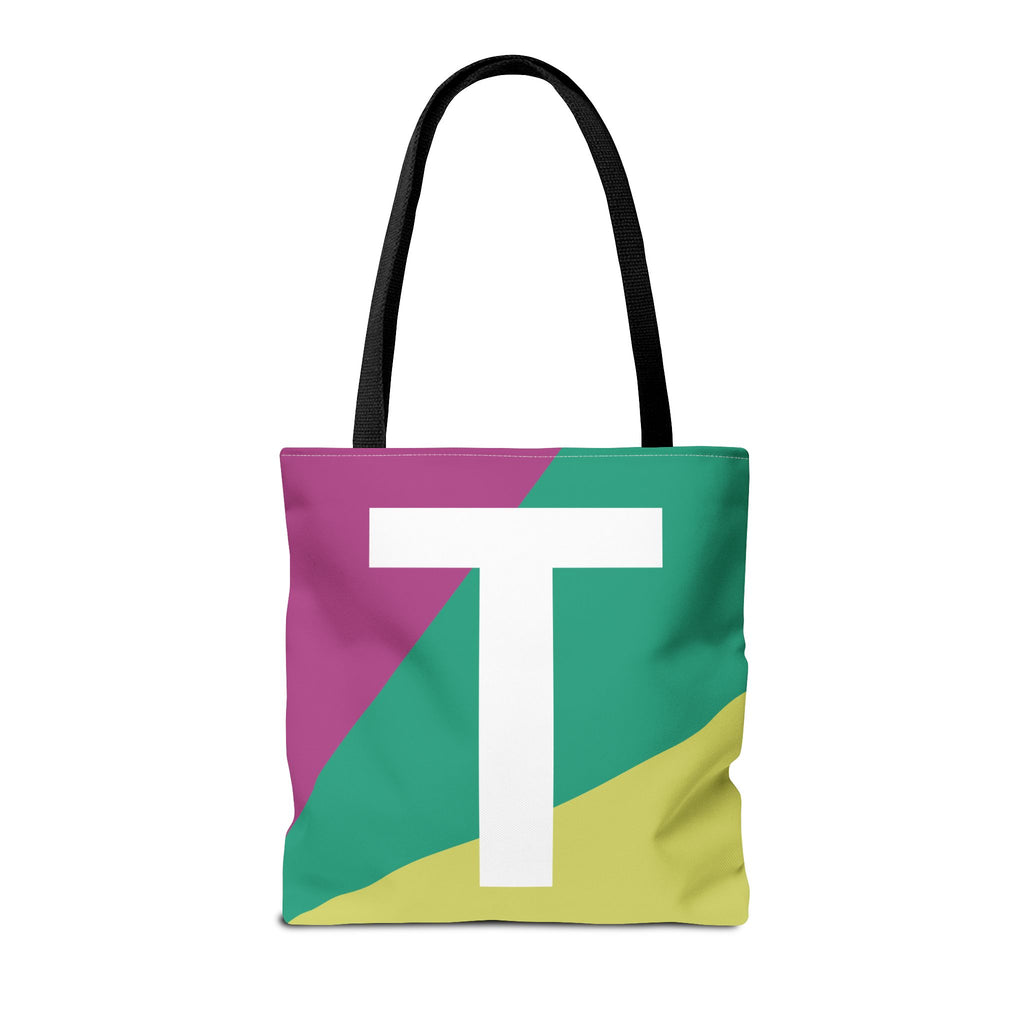 Monogram 'T' Colorblock Tote Bag — Personalized Initial T Shoulder Tote