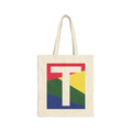 Initial T Colorblock Canvas Tote Bag — Monogram Letter T Reusable Grocery Tote