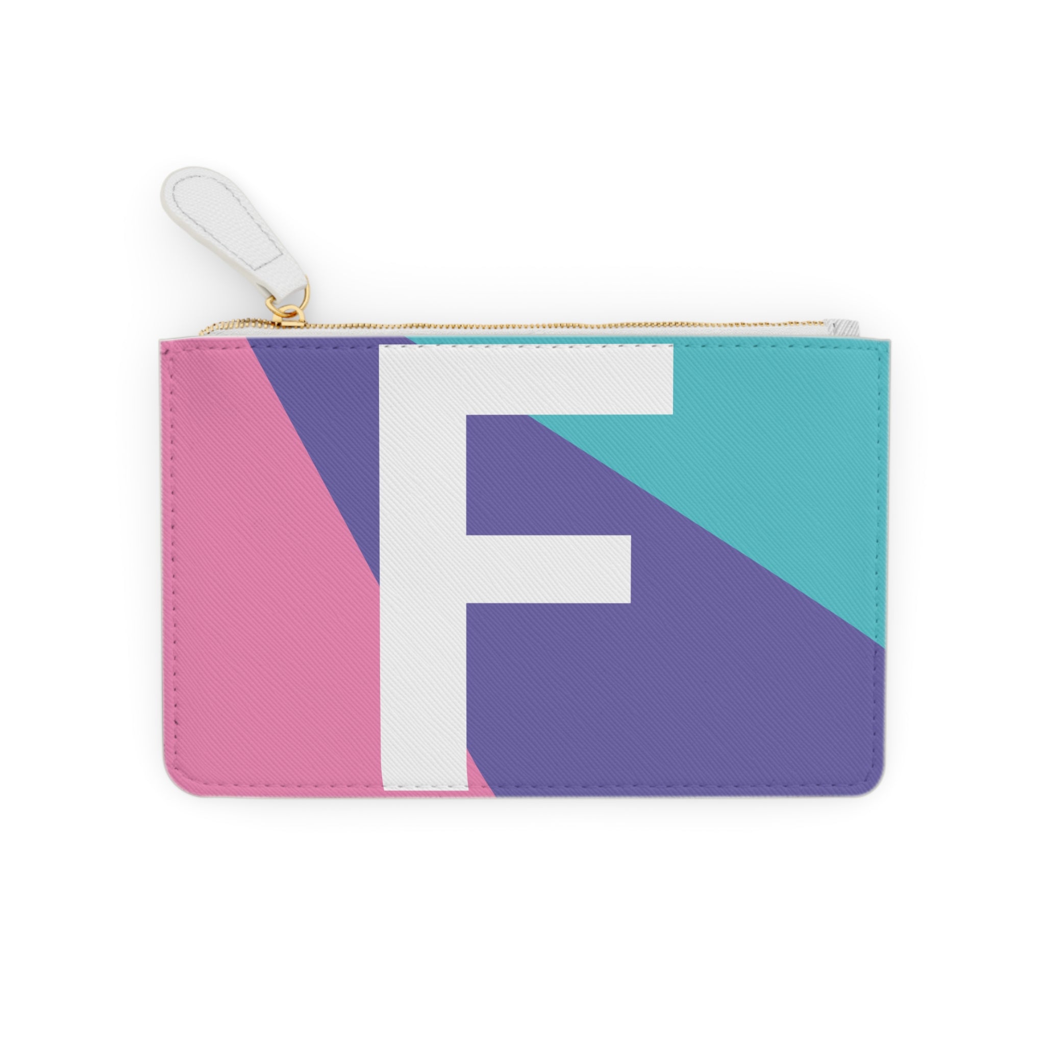 Initial F Mini Clutch — Colorblock Monogram Wristlet Wallet